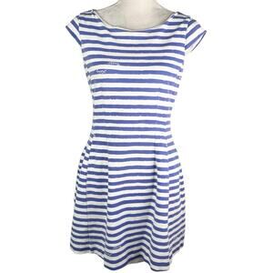 Lilly Pulitzer Brielle Dress Fit & Flare Medium Blue White Stripes